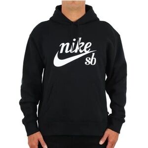 Nike SB Icon Pullover Skateboarding Hoodie Mens Size M Black White CW5615-010